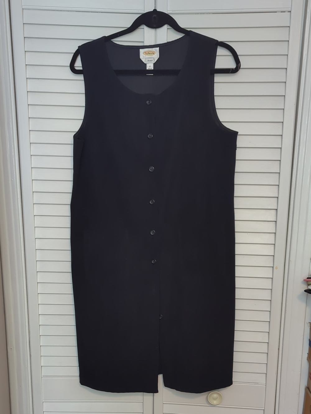 Talbot's Black Sleeveless Button-Front Shift Dress